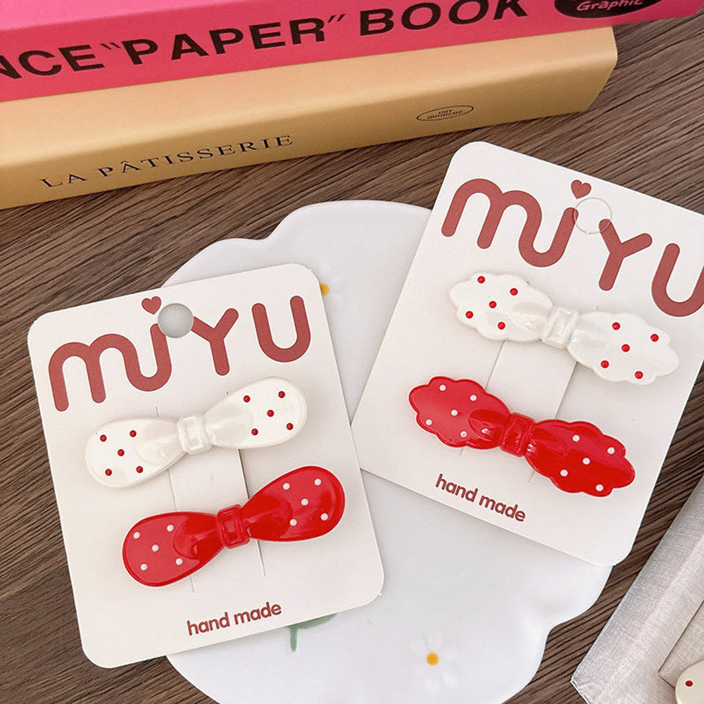 MyKids-USA® Collection of 2 Versatile Cute Dots Pattern Plastic Hair Clips