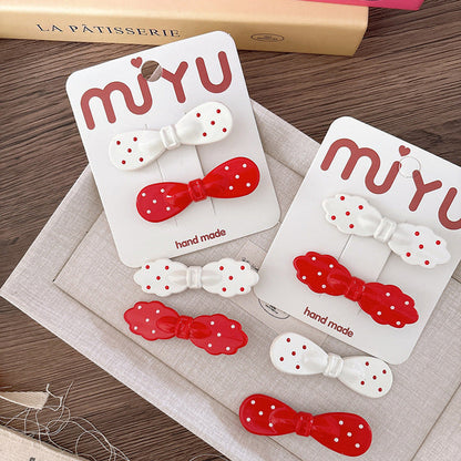 MyKids-USA® Collection of 2 Versatile Cute Dots Pattern Plastic Hair Clips