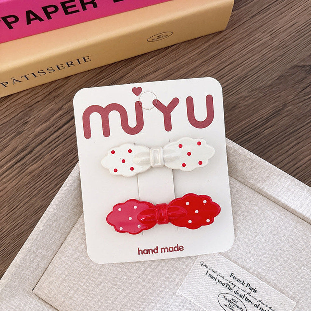 MyKids-USA® Collection of 2 Versatile Cute Dots Pattern Plastic Hair Clips