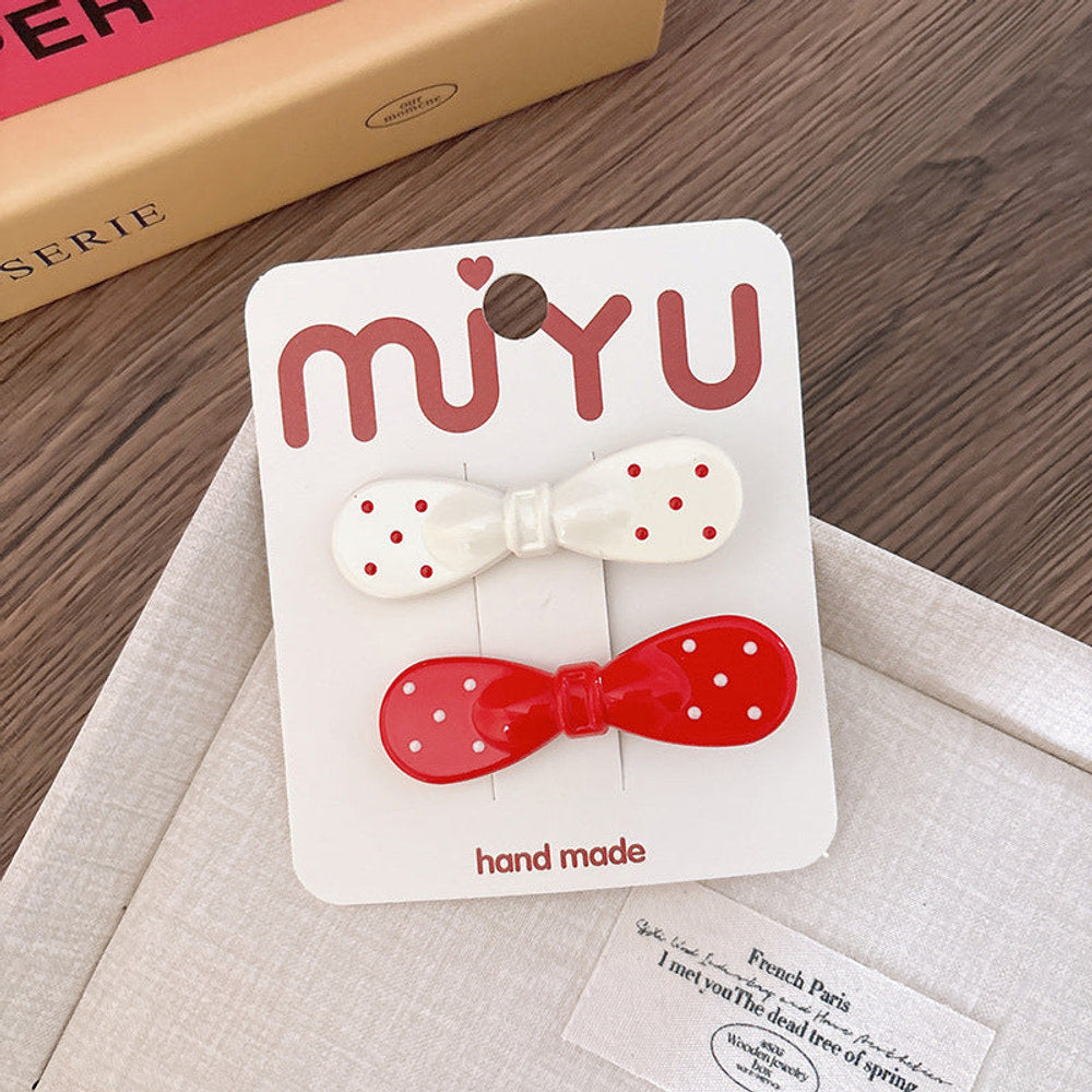 MyKids-USA® Collection of 2 Versatile Cute Dots Pattern Plastic Hair Clips
