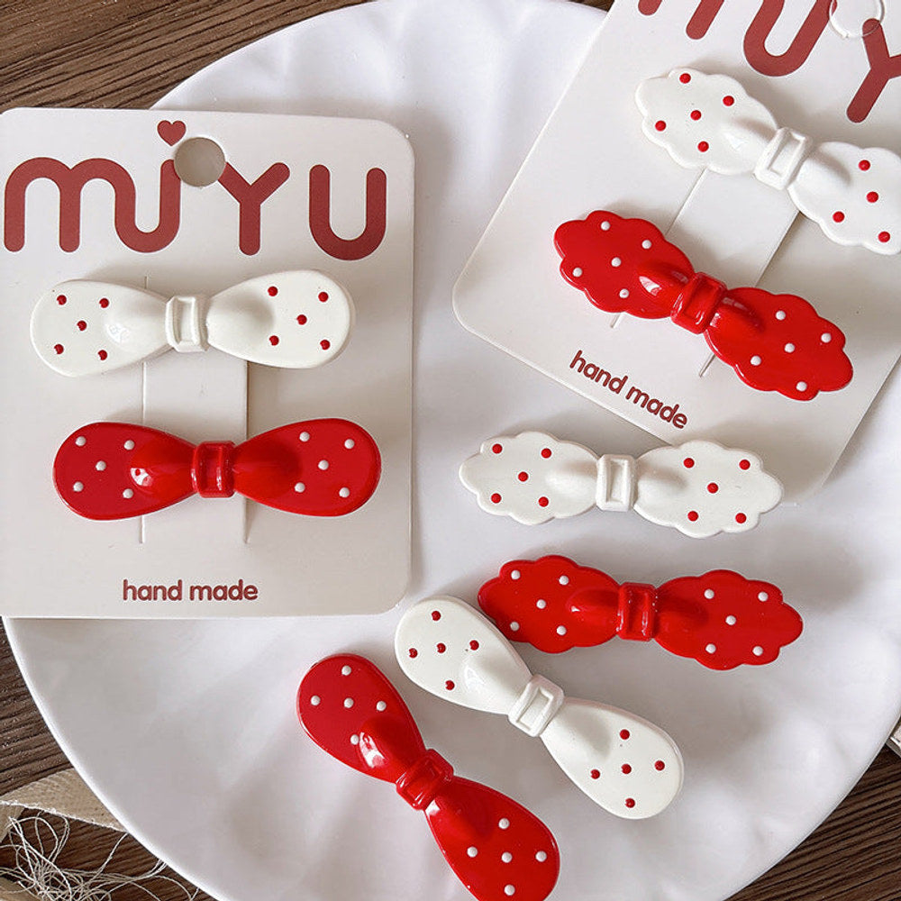 MyKids-USA® Collection of 2 Versatile Cute Dots Pattern Plastic Hair Clips