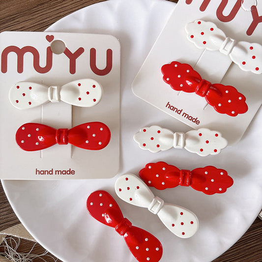 MyKids-USA® Collection of 2 Versatile Cute Dots Pattern Plastic Hair Clips