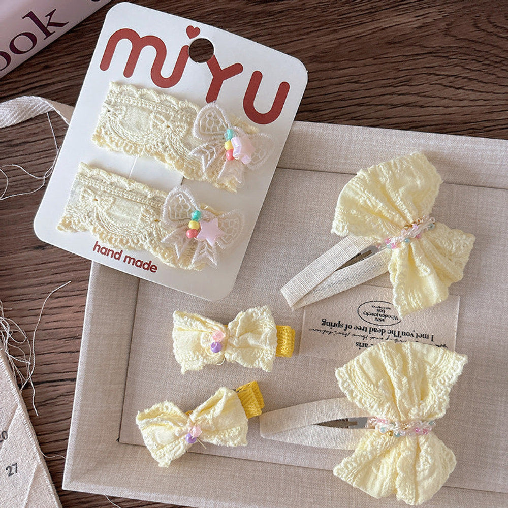 MyKids-USA® Collection of 2 Versatile Cute Yellow Cloth Design Hair Clips