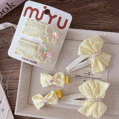 MyKids-USA® Collection of 2 Versatile Cute Yellow Cloth Design Hair Clips