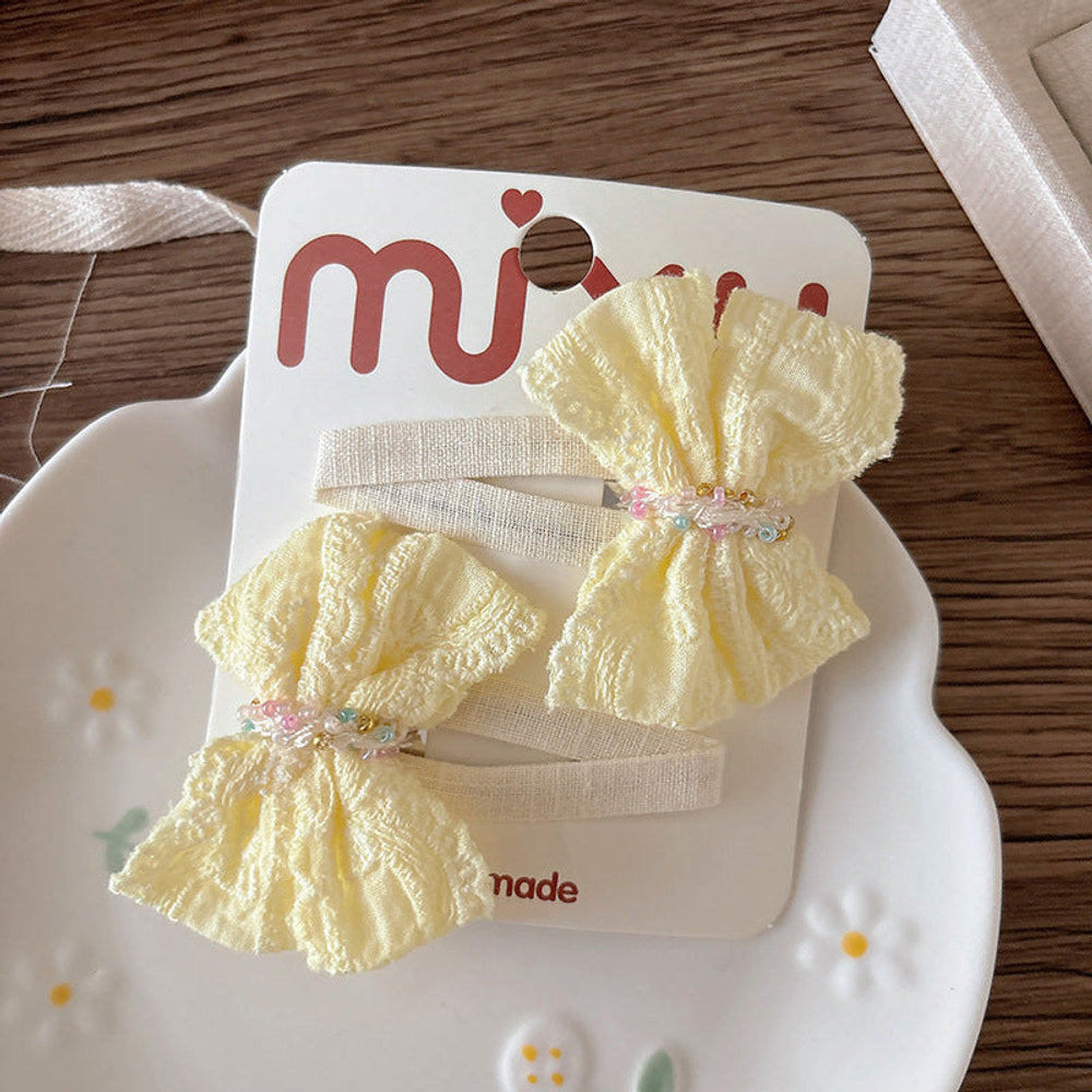 MyKids-USA® Collection of 2 Versatile Cute Yellow Cloth Design Hair Clips