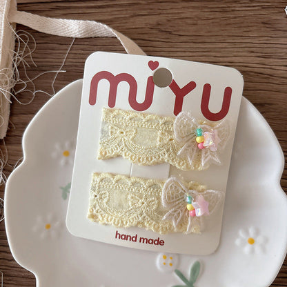 MyKids-USA® Collection of 2 Versatile Cute Yellow Cloth Design Hair Clips