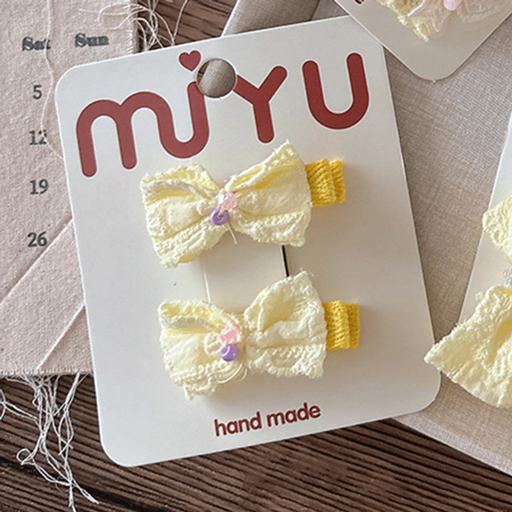 MyKids-USA® Collection of 2 Versatile Cute Yellow Cloth Design Hair Clips