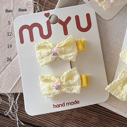 MyKids-USA® Collection of 2 Versatile Cute Yellow Cloth Design Hair Clips