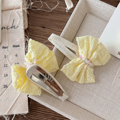 MyKids-USA® Collection of 2 Versatile Cute Yellow Cloth Design Hair Clips