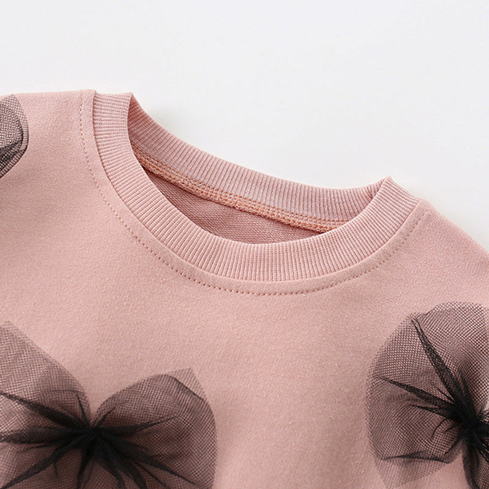 MyKids-USA® Long Sleeves Pullover with Tulle Decoration for Stylish Girls