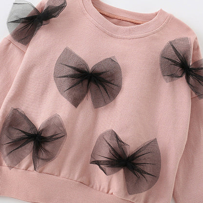MyKids-USA® Long Sleeves Pullover with Tulle Decoration for Stylish Girls