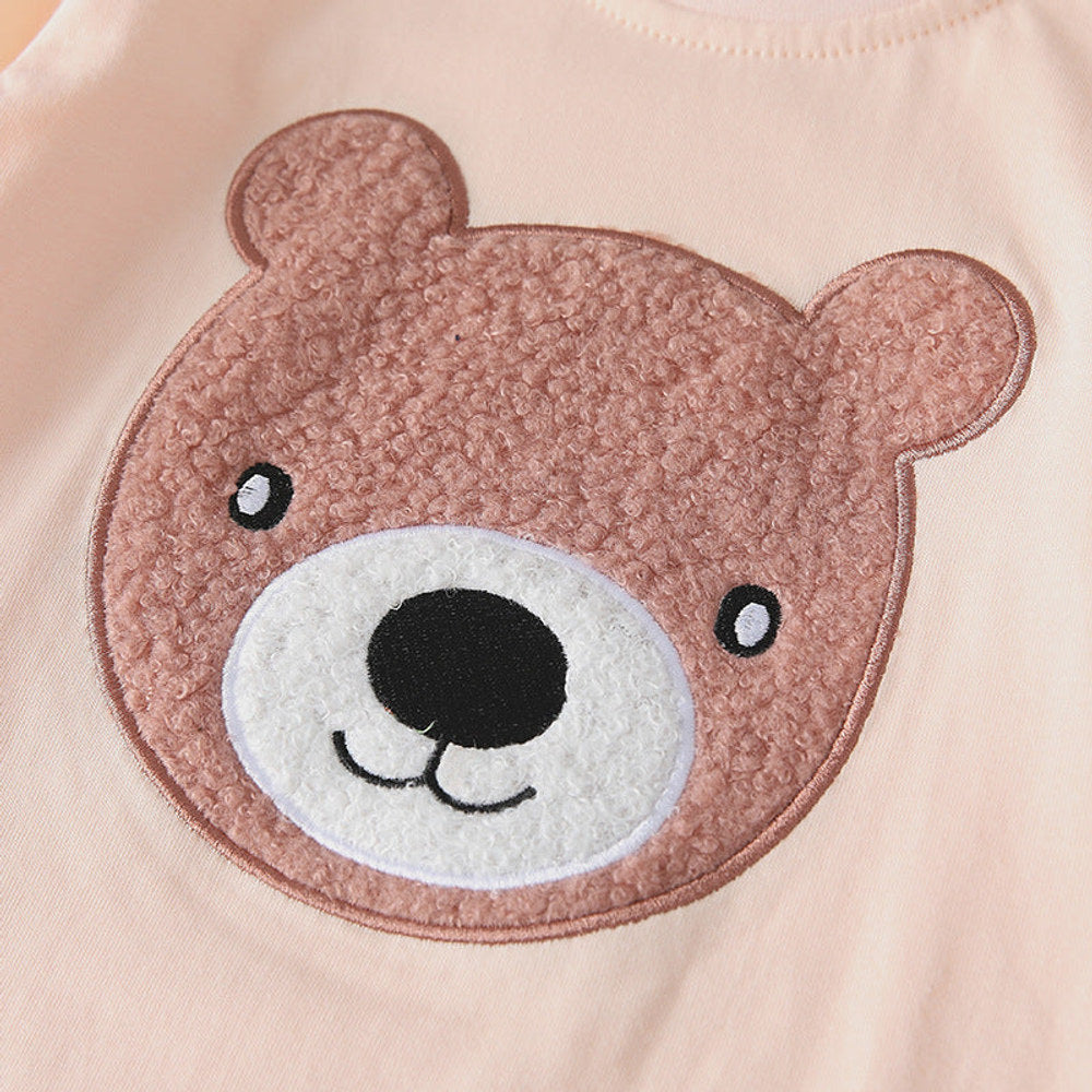 MyKids-USA® Boys Cartoon Teddy Bear Pattern Long Sleeves Top and Striped Pants Clothing Set