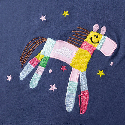 MyKids-USA® Cartoon and Star Pattern Short Sleeves Dress for Stylish Girls