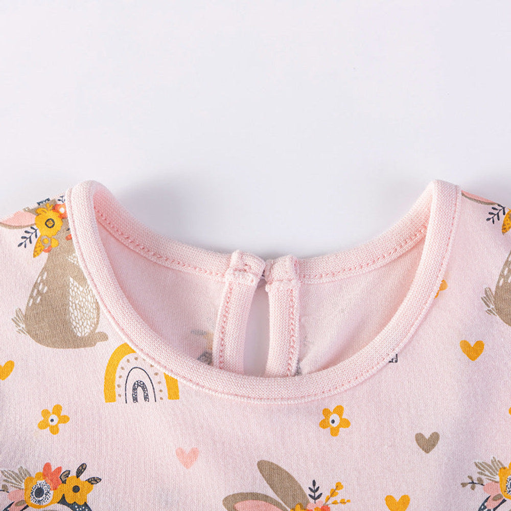 MyKids-USA® Summer Arrival Cartoon Pattern Short Sleeves Crew Neck Dress for Stylish Girls