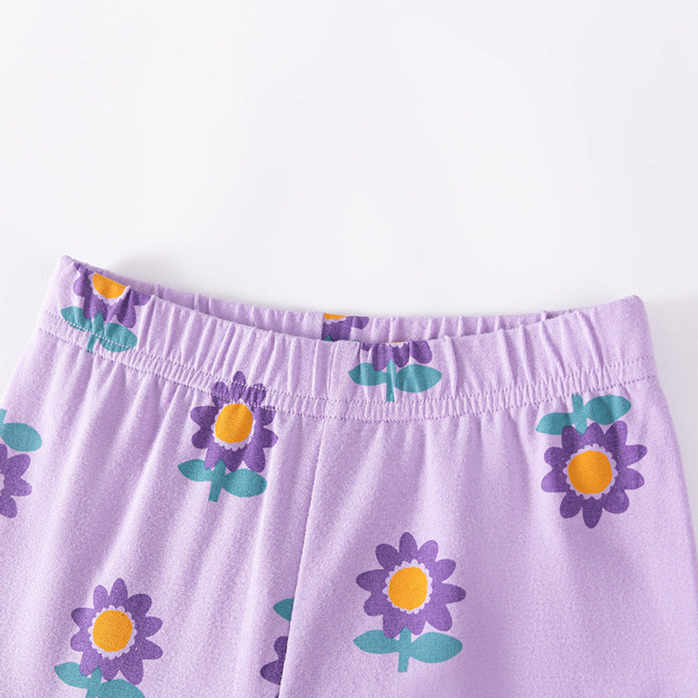 MyKids-USA® Summer Hot Selling Baby Kids Girls Short Sleeves Flowers Pattern T-shirt and Pants Clothing Set