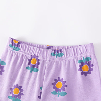 MyKids-USA® Summer Hot Selling Baby Kids Girls Short Sleeves Flowers Pattern T-shirt and Pants Clothing Set