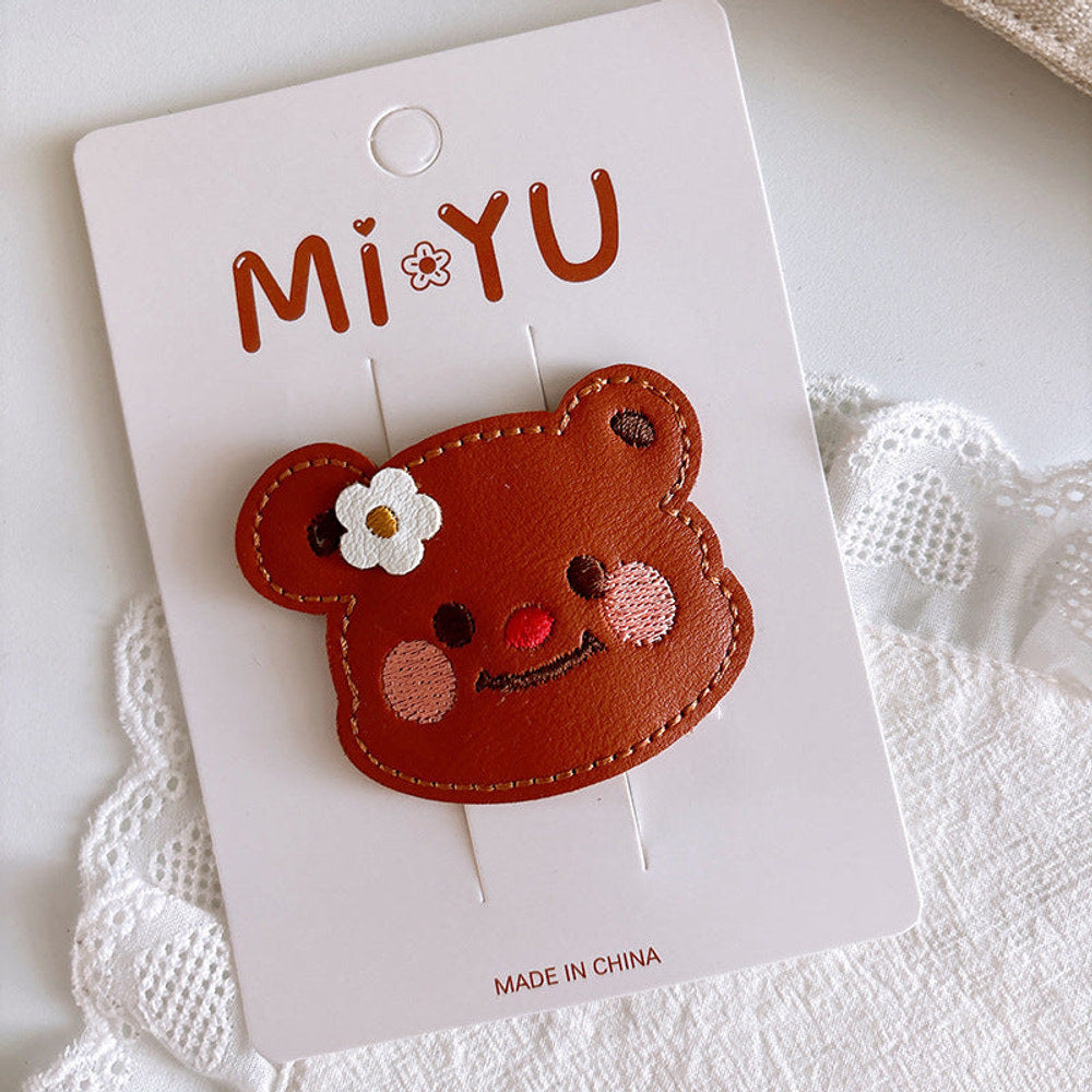 MyKids-USA® Cartoon Leather Bunny Hair Clips for Girls – Cute Style Side Hair Accessories