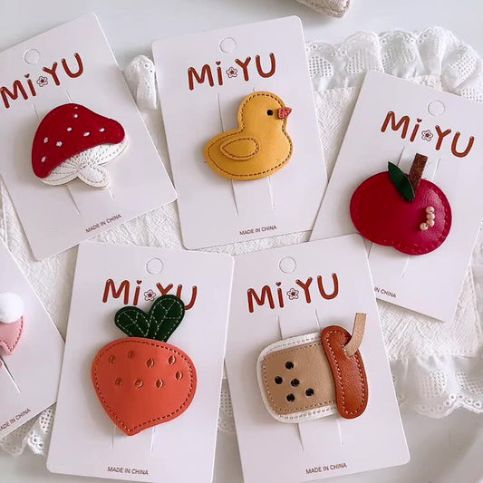 MyKids-USA® Cartoon Leather Bunny Hair Clips for Girls – Cute Style Side Hair Accessories