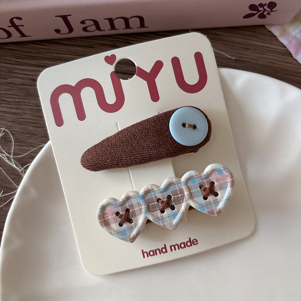 MyKids-USA® Collection of 2 Versatile Cute Shape Decorated Hair Clips and Hair Ties