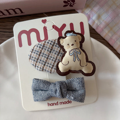MyKids-USA® Collection of 2 Versatile Cute Shape Decorated Hair Clips and Hair Ties