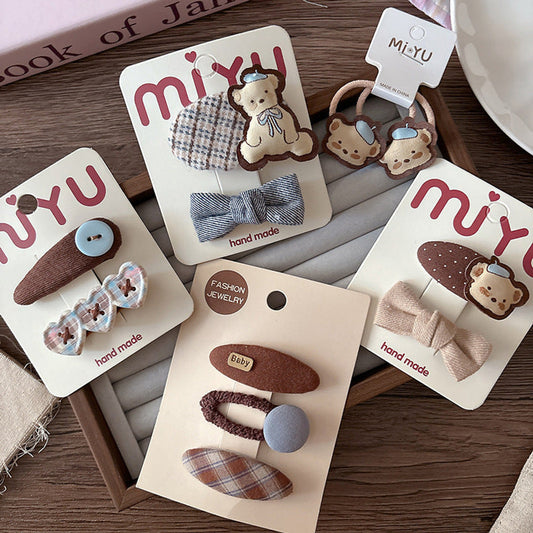 MyKids-USA® Collection of 2 Versatile Cute Shape Decorated Hair Clips and Hair Ties