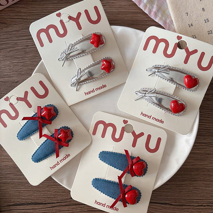 MyKids-USA® Collection of 2 Versatile Cute Geometric Shape Decorated Hair Clips