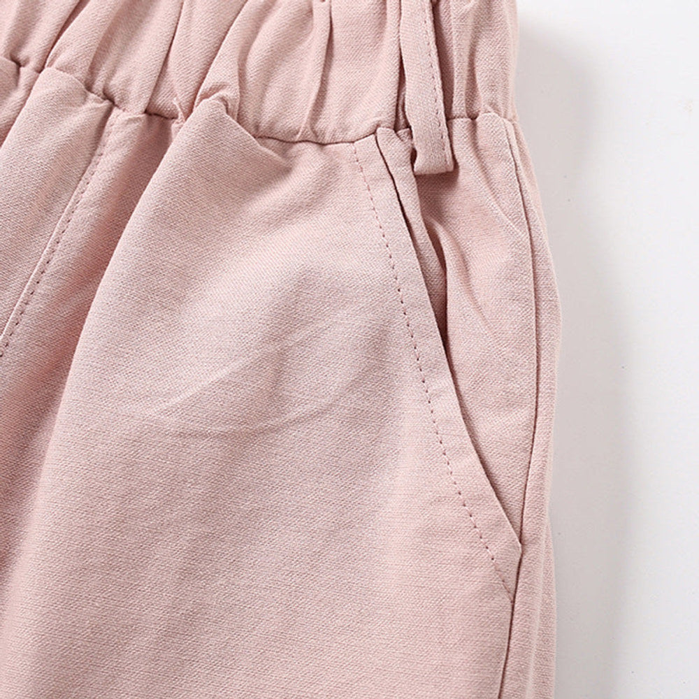 MyKids-USA® Modern Baby Kids Girls Pink Solid Color Pants