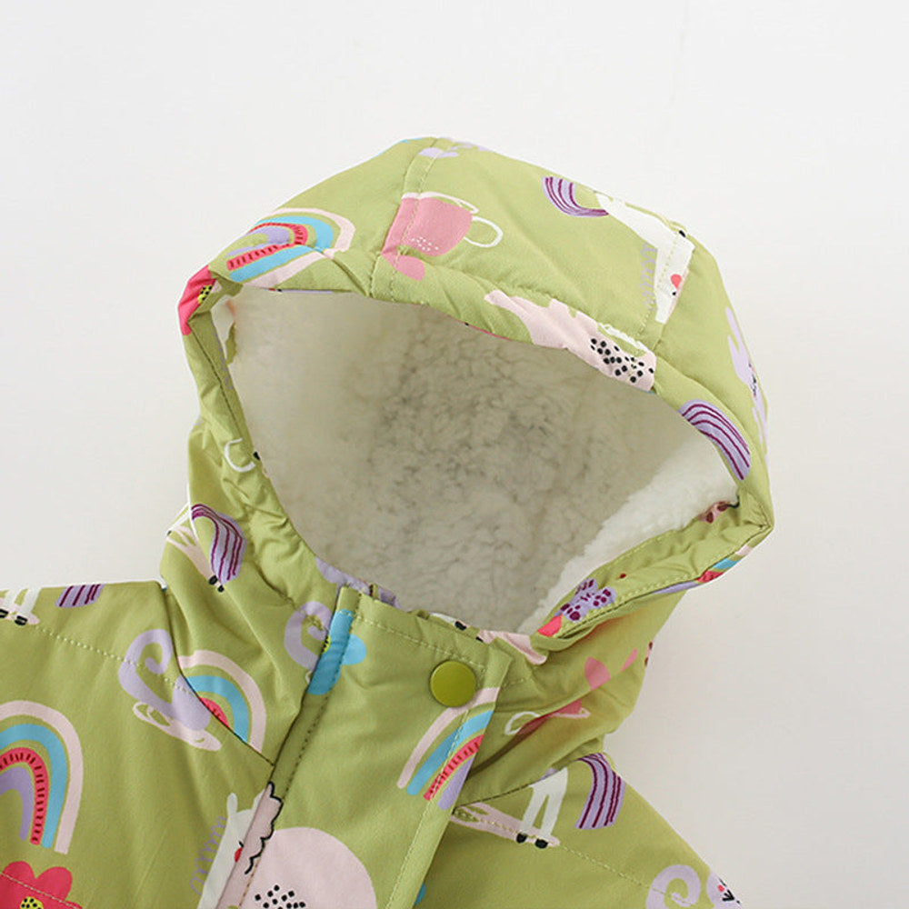 MyKids-USA® European and American Style Girls’ Cartoon Pattern Fleece-Lined Coat with Long Sleeves