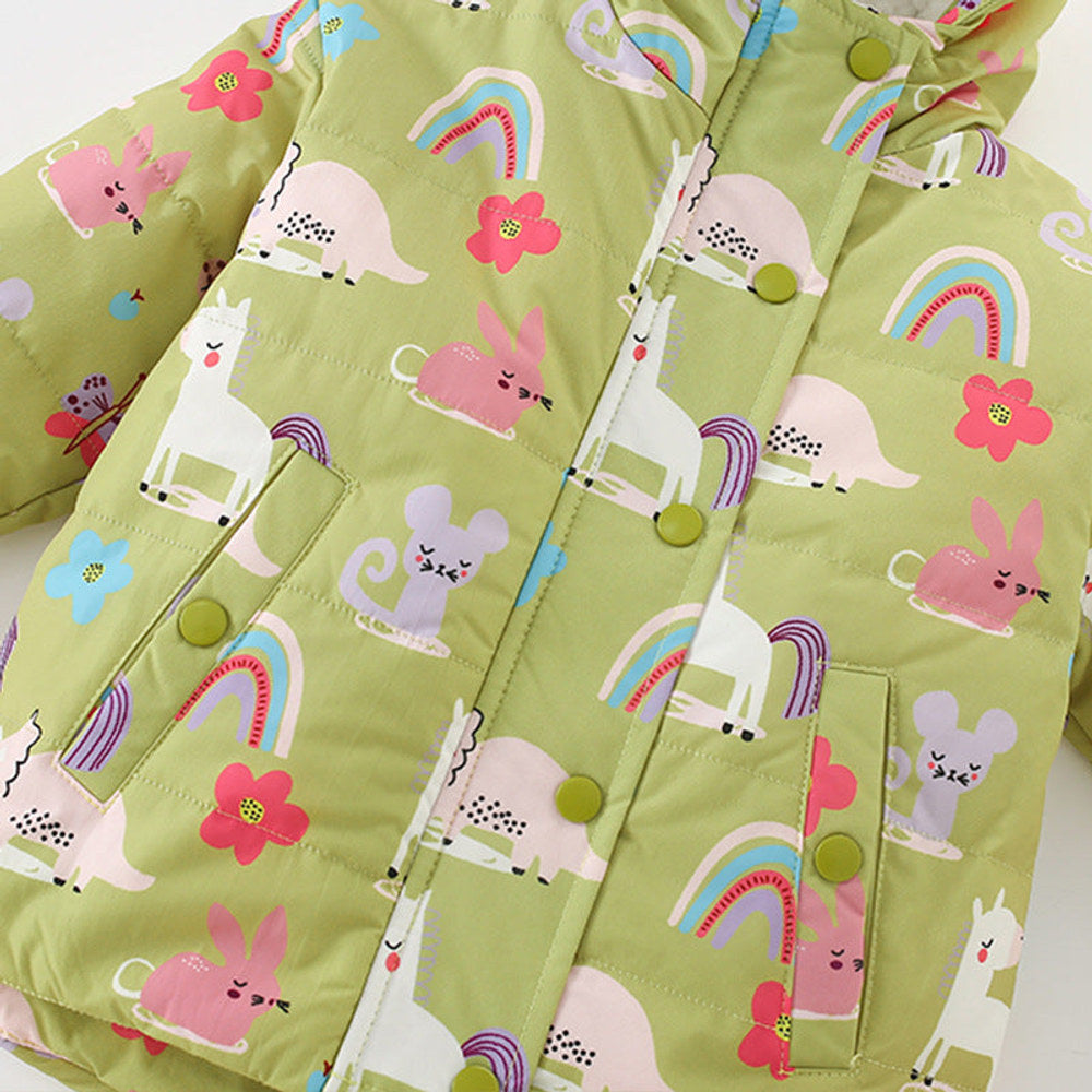MyKids-USA® European and American Style Girls’ Cartoon Pattern Fleece-Lined Coat with Long Sleeves