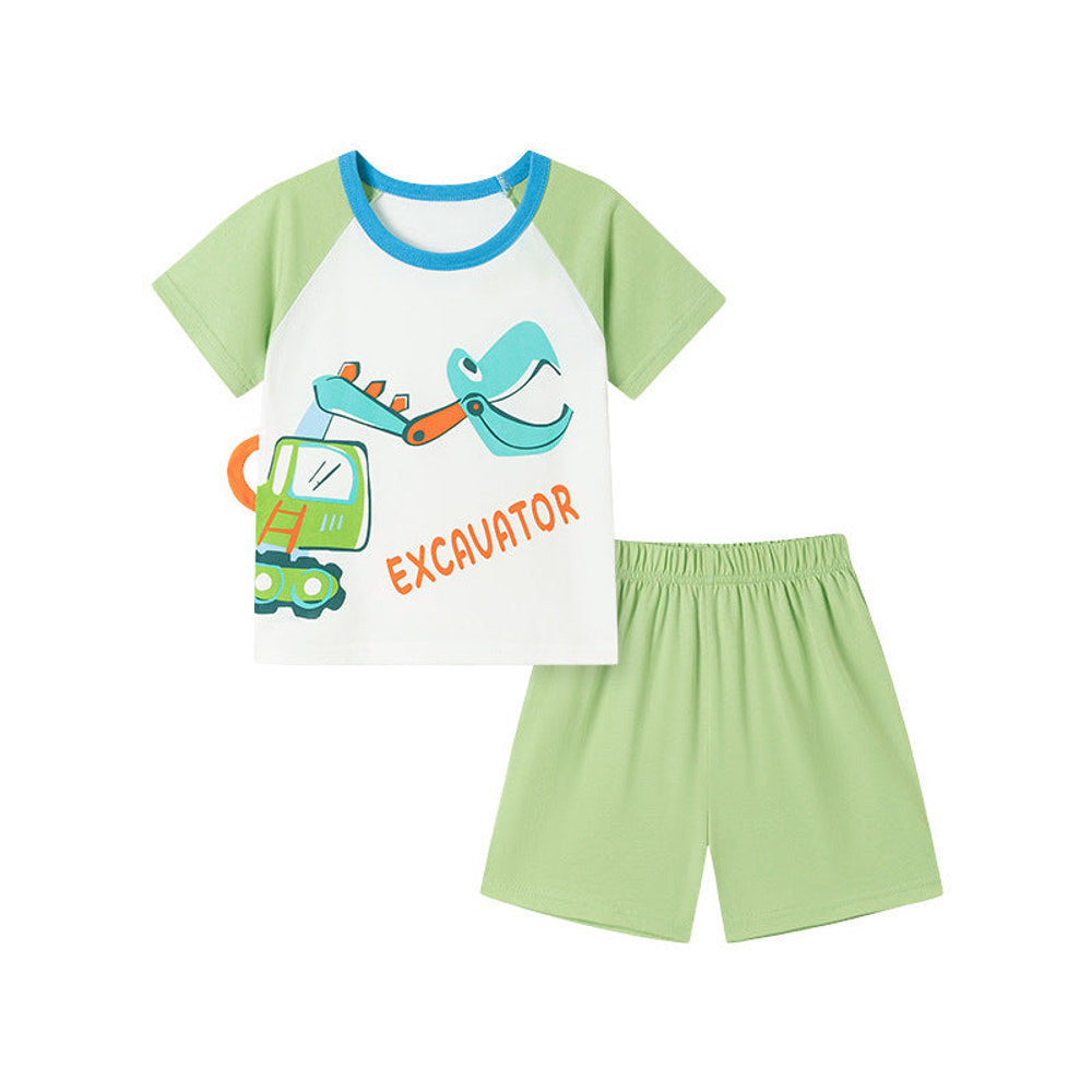 MyKids-USA® Baby Kids Boys Short Sleeves Cartoon and Letters Pattern T-shirt and Shorts Clothing Set