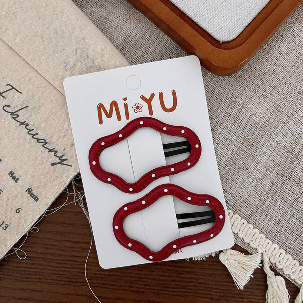 MyKids-USA® Collection of 2 Versatile Geometric Shape Dots Pattern Hair Clips