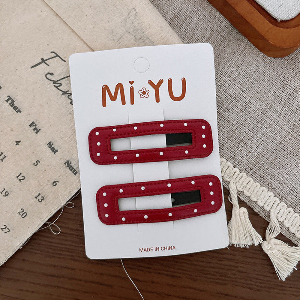 MyKids-USA® Collection of 2 Versatile Geometric Shape Dots Pattern Hair Clips