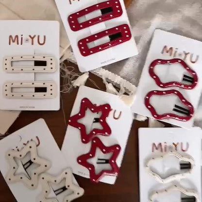 MyKids-USA® Collection of 2 Versatile Geometric Shape Dots Pattern Hair Clips