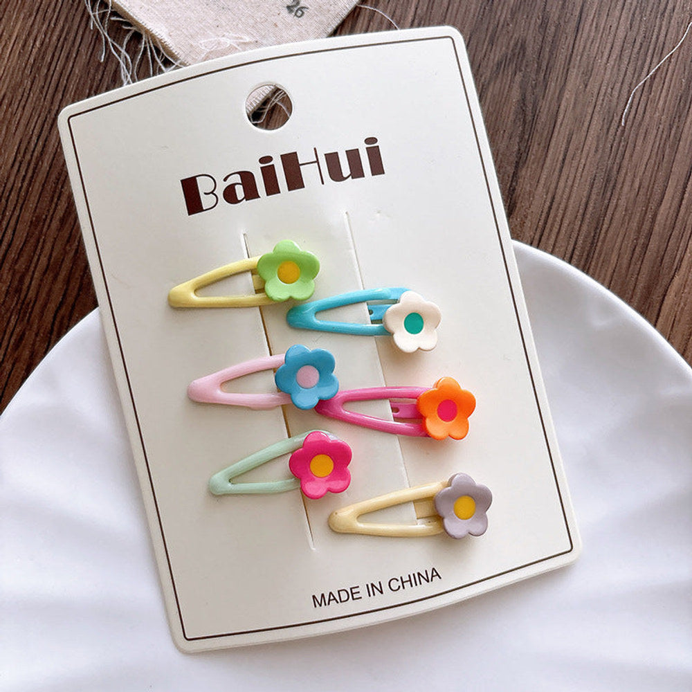 MyKids-USA® Collection of 6 Versatile Geometric Shape Flowers Pattern Hair Clips