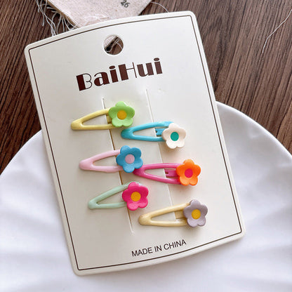 MyKids-USA® Collection of 6 Versatile Geometric Shape Flowers Pattern Hair Clips
