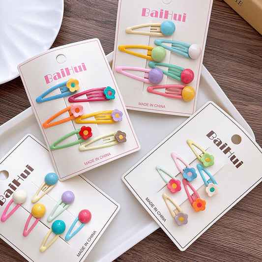 MyKids-USA® Collection of 6 Versatile Geometric Shape Flowers Pattern Hair Clips