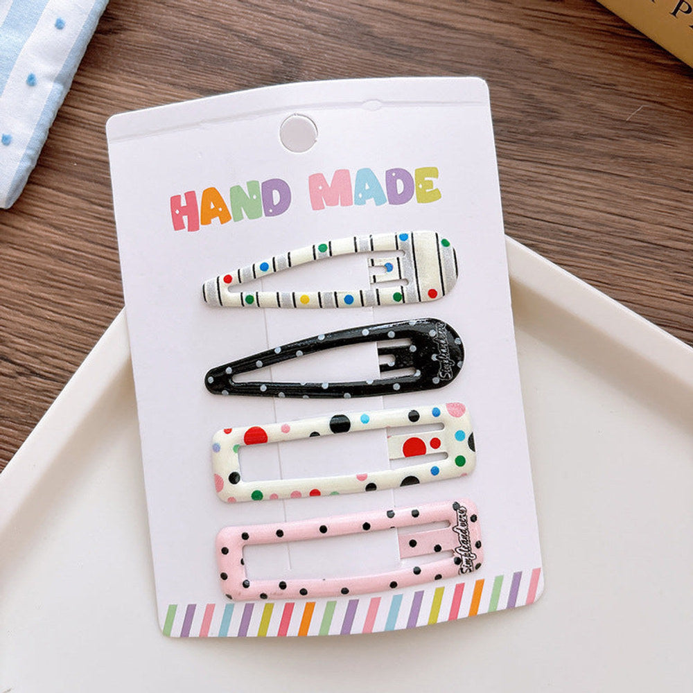 MyKids-USA® Collection of 4 Versatile Hollow-out Shape Dots Pattern Hair Clips