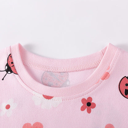MyKids-USA® Summer Hot Selling Baby Kids Girls Short Sleeves Cartoon Pattern T-shirt and Plain Pants Clothing Set