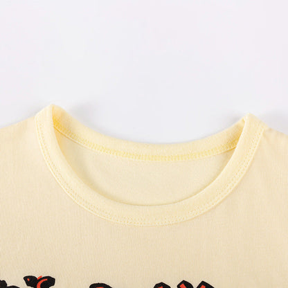 MyKids-USA® Summer Hot Selling Baby Kids Girls Short Sleeves Cartoon Pattern T-shirt and Plain Shorts Clothing Set