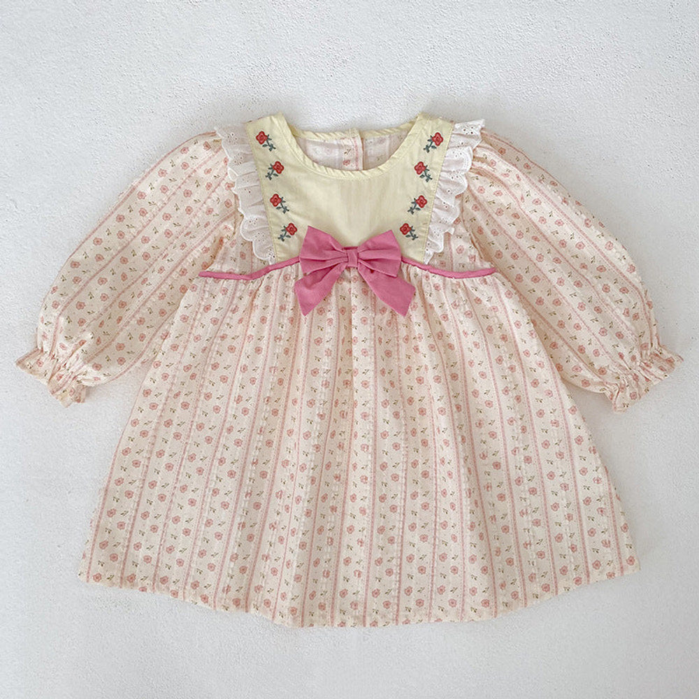 MyKids-USA® Flowers Pattern Baby Kids Girls Onesies and Dress – Princess Sister Matching Set