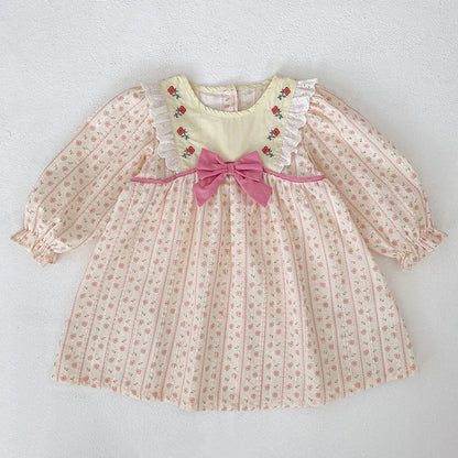 MyKids-USA® Flowers Pattern Baby Kids Girls Onesies and Dress – Princess Sister Matching Set