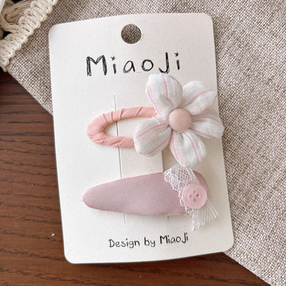 MyKids-USA® Collection of 2 Versatile Cute Shape Decorated Striped Hair Ties and Hair Clips