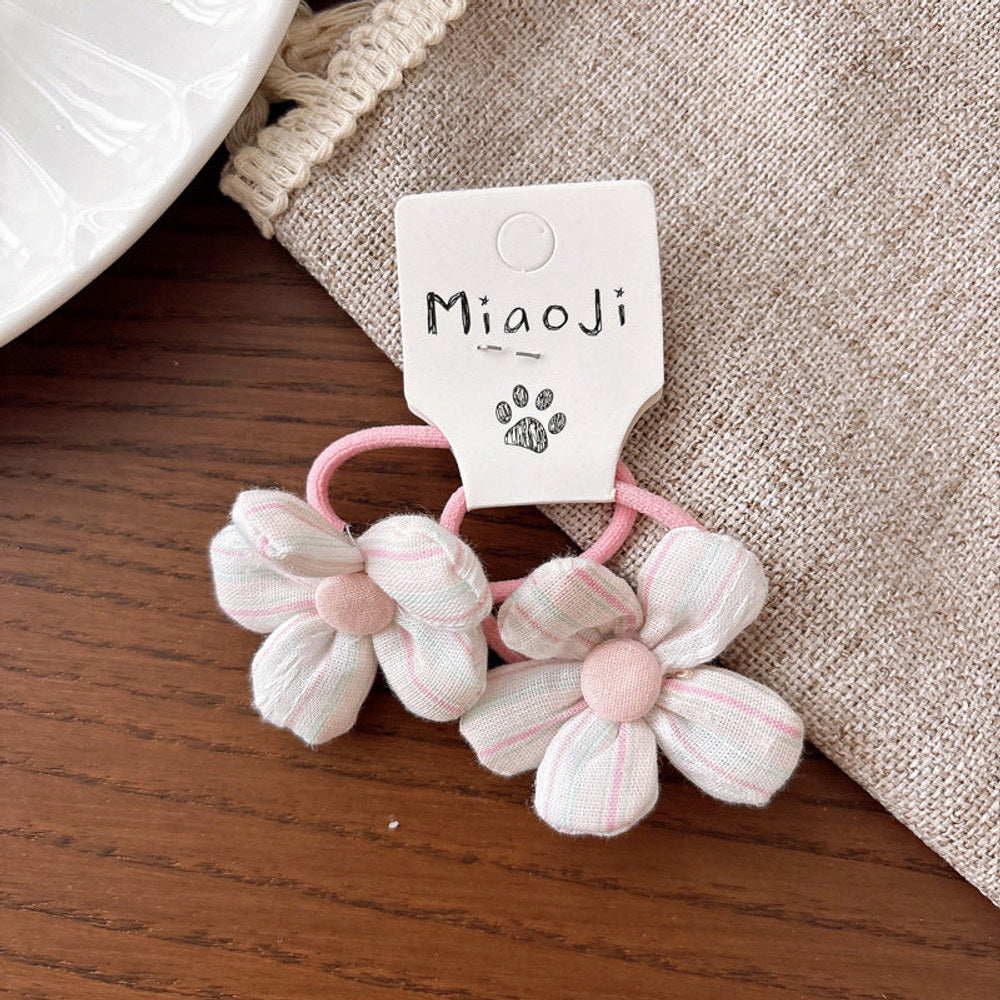 MyKids-USA® Collection of 2 Versatile Cute Shape Decorated Striped Hair Ties and Hair Clips