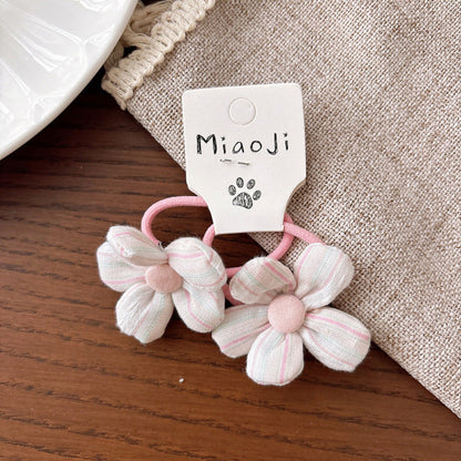MyKids-USA® Collection of 2 Versatile Cute Shape Decorated Striped Hair Ties and Hair Clips