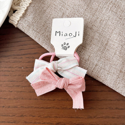 MyKids-USA® Collection of 2 Versatile Cute Shape Decorated Striped Hair Ties and Hair Clips