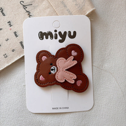 MyKids-USA® Cartoon Leather Hair Clips for Girls – Cute Style Side Hair Accessories