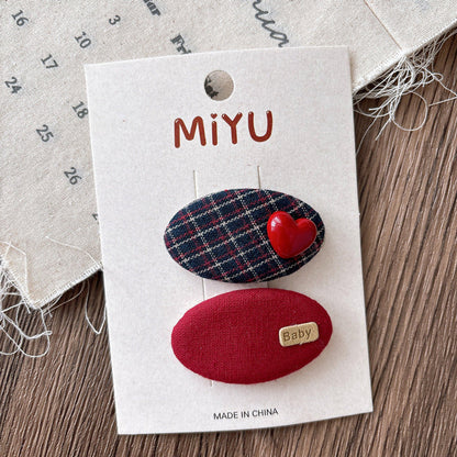 MyKids-USA® Collection of 2 Versatile Plaid Pattern and Butterfly-bow Decorated Hair Clips