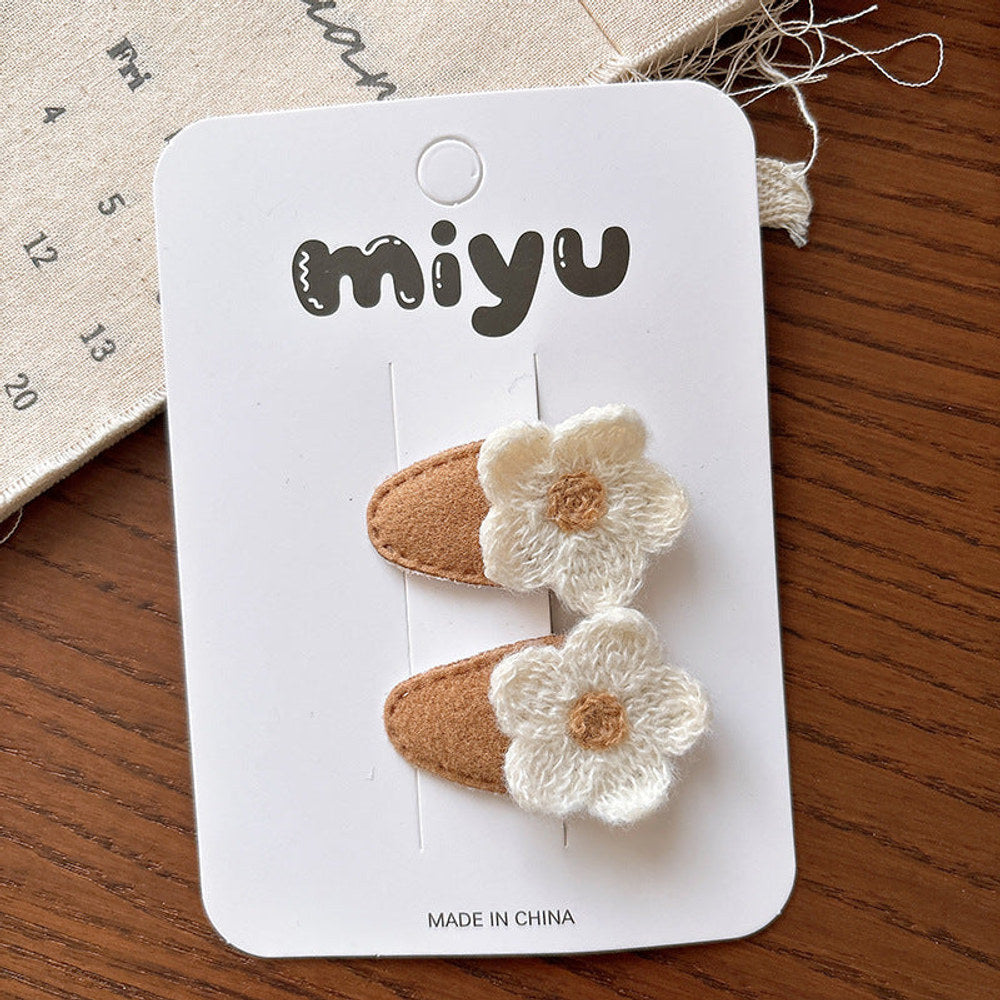 MyKids-USA® Collection of 2 Versatile Cartoon Decorated Patchwork Design Hair Clips
