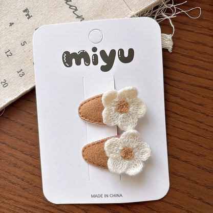 MyKids-USA® Collection of 2 Versatile Cartoon Decorated Patchwork Design Hair Clips