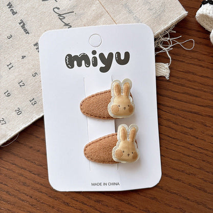MyKids-USA® Collection of 2 Versatile Cartoon Decorated Patchwork Design Hair Clips